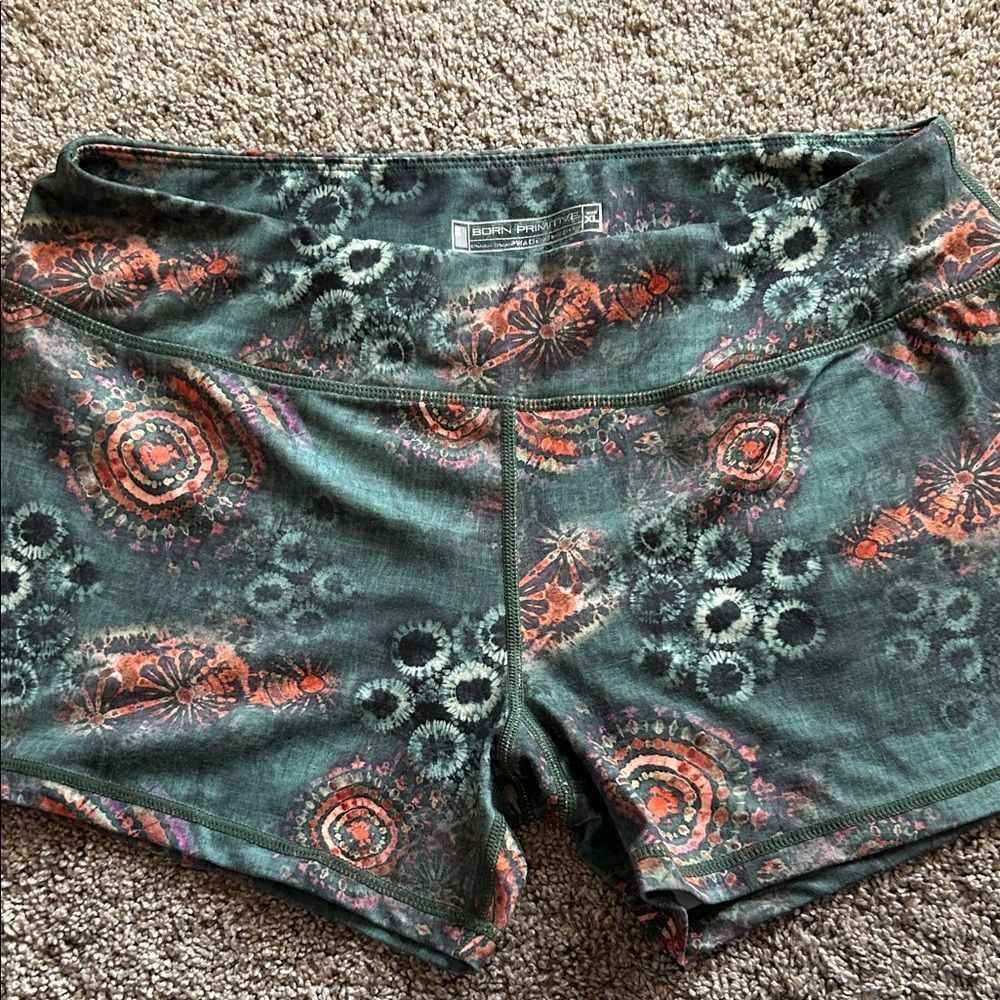 Born Primitive Green and Orange Patterned Athletic Shorts